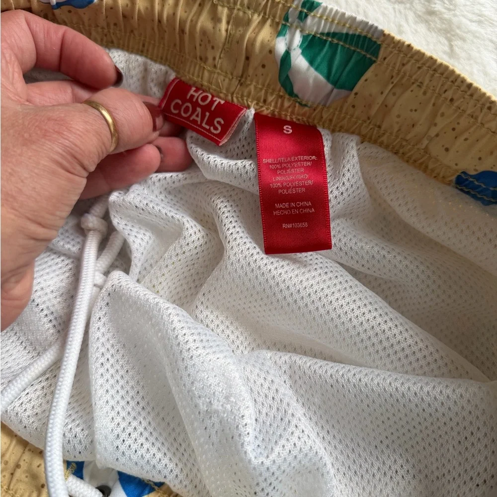 Stylish Tan Swim Trunks with Beach Ball Design